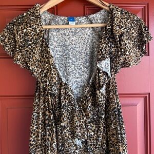 Old Navy Black and Brown Leopard Print Blouse